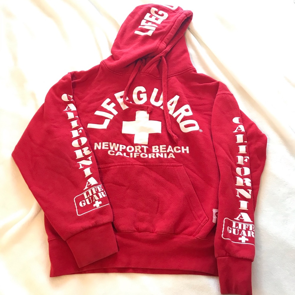 Lifeguard Red Hoodie Newport Beach California